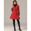 Allegra K Women's Elegant Notched Collar Single Belted Winter Long Coat - 4 of 4