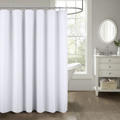 Kate Aurora Giselle Square Textured Spa Retreat Fabric Shower Curtain ...