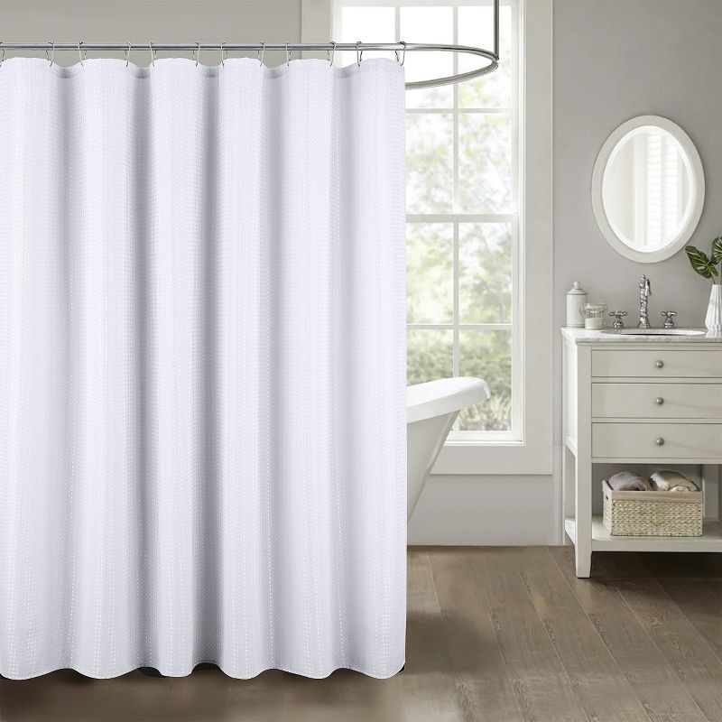 Kate Aurora Giselle Square Textured Spa Retreat Fabric Shower Curtain - Standard Size, 1 of 5