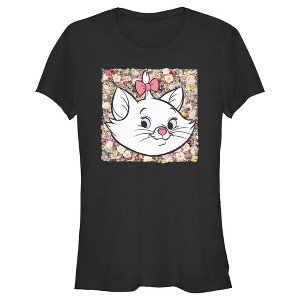 Junior's Women Aristocats Marie In A Bed Of Flowers Cuteness Stare T-Shirt - 1 of 4