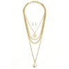 Slickblue Women's 3-Layer Necklace Set, Sun Pendant With Rhinestones & Ball Earrings, Boho Style, Gold, 16"+2" - 2 of 4