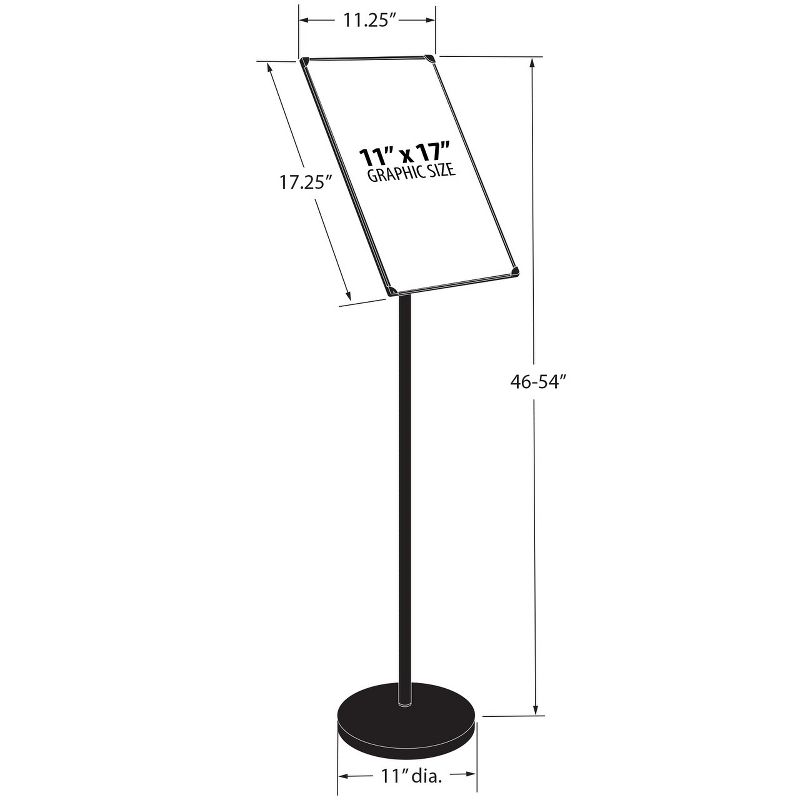 Azar Displays Black Pedestal Sign Holder for Floor 11" x 17" Swivel Frame for Portrait/Landscape on Straight Pole Stand, 4 of 9