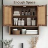 Wall Cabinet Rattan Boho Chic Over Toilet Storage 3 - Tier Wall Mount Double - Door Bathroom Kitchen Dining Room Living Room - 2 of 4