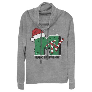 Juniors Womens MTV Christmas Monster Logo Cowl Neck Sweatshirt - 1 of 3