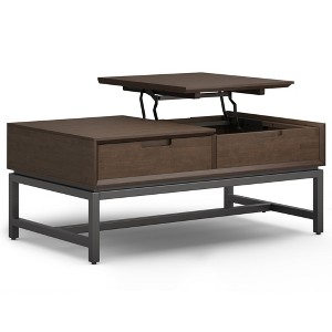 Solid Rubberwood Lift Top Coffee Table with Storage, One Drawer, Metal Accents, Ideal for Living Room or Family Room - 1 of 4