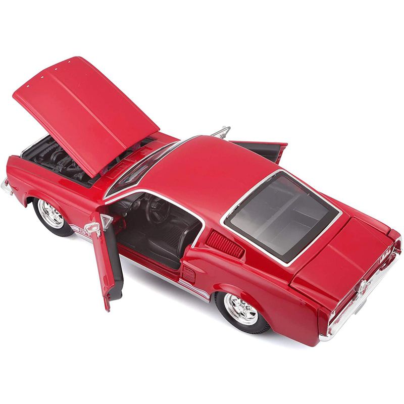 1967 Ford Mustang GT Red with White Stripes 1/24 Diecast Model Car by Maisto, 3 of 4
