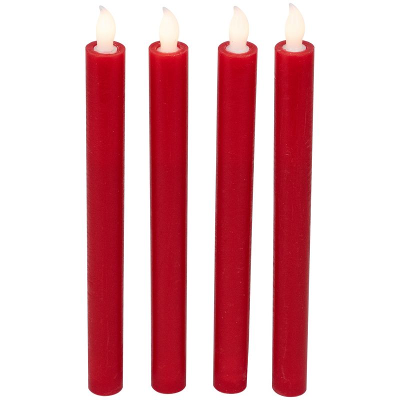 Northlight Set of 4 Red LED Flickering Christmas Flameless Taper Candles 9.75", 3 of 6