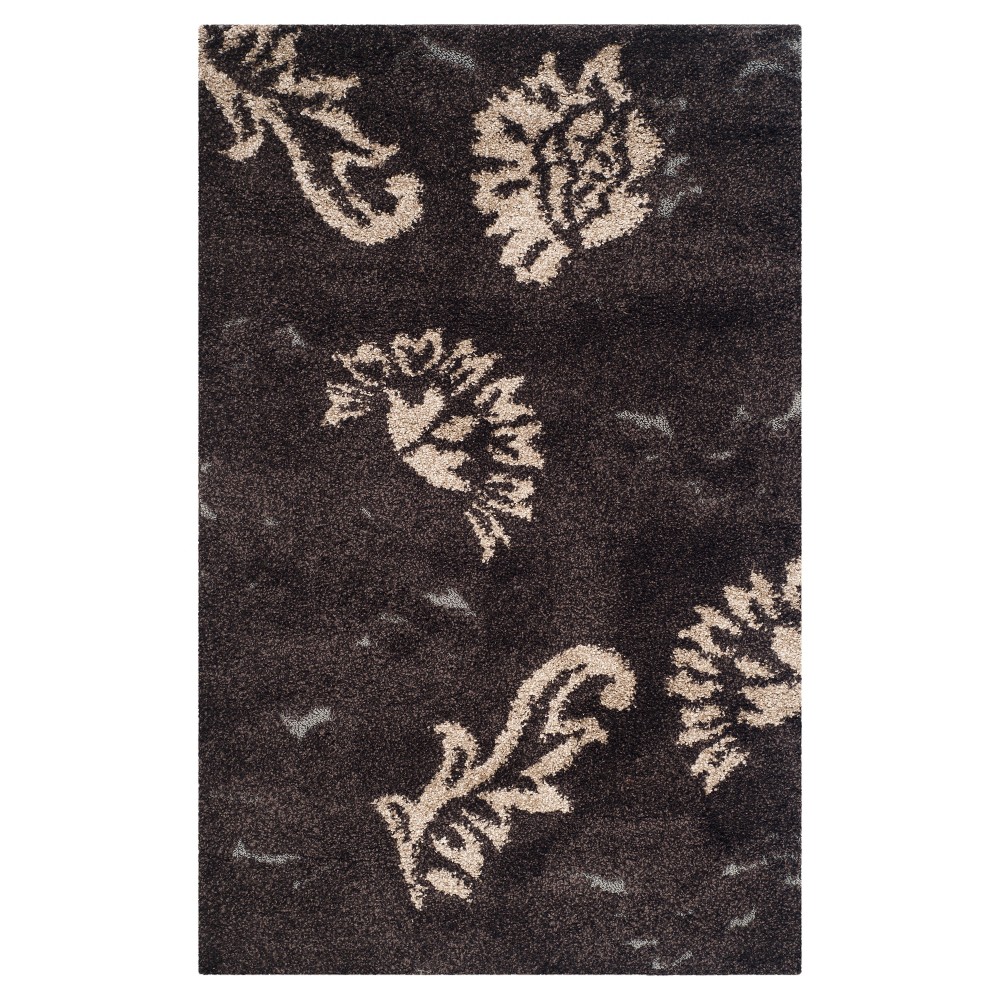 Dark Brown/Smoke Botanical Shag/Flokati Loomed Accent Rug - (3'3inx5'3in) - Safavieh