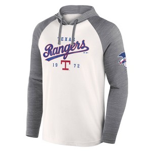 MLB Texas Rangers Men's White Long Sleeve Lightweight Bi-Blend Hooded Sweatshirt - 1 of 3