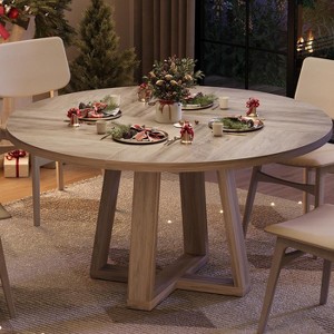 COZONY 47" Round Dining Table for 4-6 People, Modern Kitchen Table with Sturdy Cross-Shaped Base & Adjustable Foot Pads, Black Table for Dining Room - 1 of 4