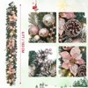 6FT Christmas Garland with Lights, Prelit Garland with Timer 20 LED Lights Pinecones Rose Gold Ball Ornaments for Mantle Fireplace,Battery Operated - 2 of 4
