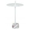 Side Table in White 25"H – Modern Marble Base & Powder-Coated Iron Top Accent Table by Zuo Modern - 4 of 4