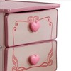 Royal Hampton 2 Drawer Wooden Nightstand with Heart Knob Pulls, Pink - 3 of 4