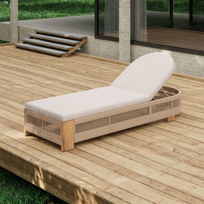 VisioGear Outdoor Chaise Lounge, Patio Lounge Chairs with Cushions and Adjustable Backrest, Beige, 79.5"*28.6"*11.98"