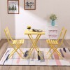 3 Piece Patio Bistro Set of Foldable Square Table and Chairs, Yellow - 4 of 4
