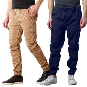 Jump Start Men's Slim Fit  Cotton Flex Stretch Cargo Jogger Pants- 2 Pack - 1 of 4