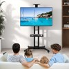 Tangkula Mobile TV Stand for 32"-82" LCD LED Flat Screen TVs up to 110 lbs w/ Top Tray - image 3 of 4