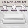 Hastings Home King Size Brushed Microfiber 4 Piece Bed Sheet and Linen Set with Stain Resistant Fitted and Flat Sheets - White - 3 of 4