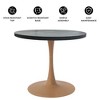 LeisureMod Bristol 27" Round Dining Table with MDF Top and Natural Wood Steel Pedestal Base for Modern Kitchen and Dining Room - 4 of 4