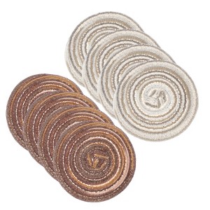 Unique Bargains Woven Braided Washable Decorative Round Placemat 8 Pcs - 1 of 4