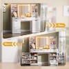 PAKASEPT 55'' W Makeup Vanity Desk with Mirror and Lights, Glass Top with Charging Station, 3 Lighting Modes, 4Drawers, 2 Cabinet for Bedroom - 3 of 4