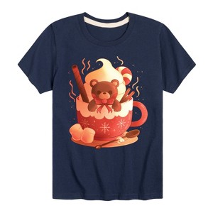 Boys' - Instant Message - Christmas Bear Cocoa Mug Short Sleeve Graphic T-Shirt - 1 of 4