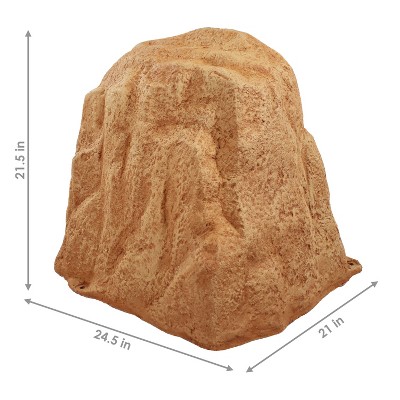 Sand Polyresin Faux Landscape Rock Cover with Metal Stakes