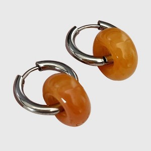 Anna-Kaci Women's Huggie Hoop Earrings with Gemstone Drop - Edgy Minimalist Statement Earrings - 1 of 3