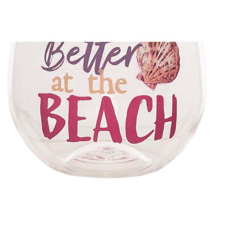 Beachcombers Life At Beach Acrylic Stemless Wine Glass Tumbler, 3 of 5