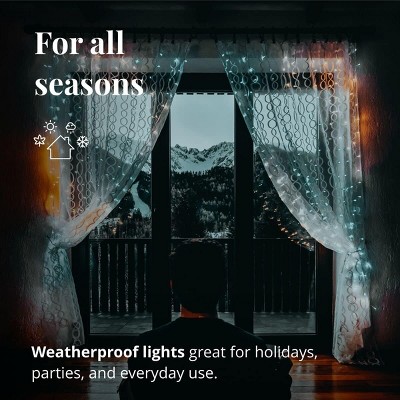 Twinkly Multicolor and Warm White LED Curtain Lights, 5x7 ft, Transparent Wire