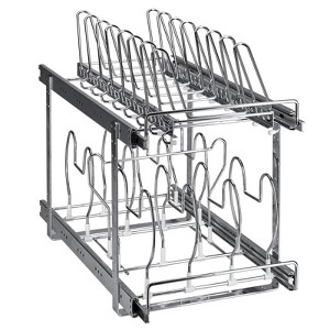 LunaLulinlk 12"W Pan and Pot Rack Organizer Under Cabinet 2-Tier Expandable Lid Holder - 1 of 4