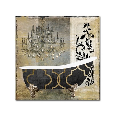 24'' x 24'' Black and Gold Bathtub Canvas Wall Art