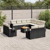vidaXL 12 Piece Patio Sofa Set with Cushions Black Poly Rattan - Black and Cream - 2 of 4