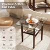 ResenkosSofa Table, End Table, Side Table,24 Inch 2-Tier Square Glass Coffee Table Center Table with Storage Shelf-Brown - 2 of 4