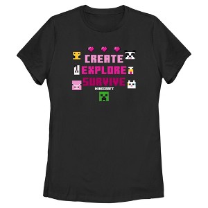 Women's Minecraft Create Explore Survive Animals T-Shirt - 1 of 4