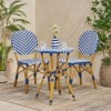 DSVIMOY 3pcs Outdoor French Armless Bistro Chairs Set with 1 Table, Navy Blue, 16.25"*23"*35" - 4 of 4