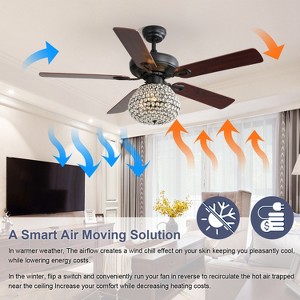 52 inch Chandelier Ceiling Fans with Lights and Remote Control Matte Black 5 Reversible Blades Modern Farmhouse Fandelier Ceiling Fan with 3 Speeds - 1 of 4