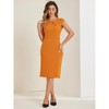INSPIRE CHIC Women's Elegant Business Round Neck Belted Cap Sleeve Work Sheath Dresses - 4 of 4