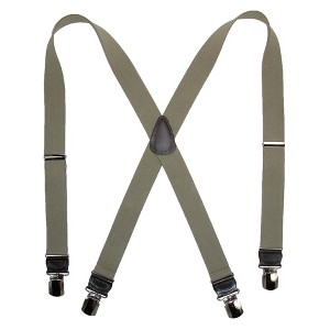 CTM Men's Elastic Anti Slip Pin Clip Suspenders with Leather Drop Tabs - 1 of 4