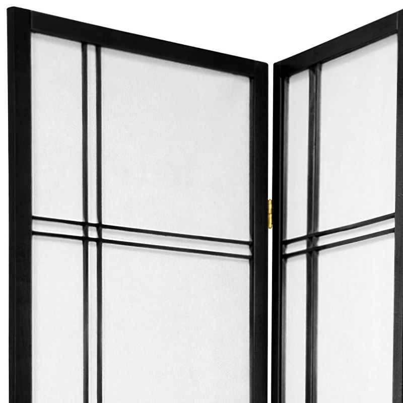 7 ft. Tall Double Cross Shoji Screen - Black (6 Panels), 3 of 6