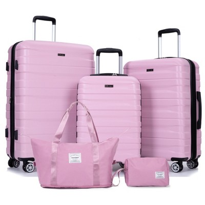5 PCS Premium Expandable PC Luggage Set with Travel Bag and Toiletry Bag, 360° Spinner Wheels and TSA Lock, 21"+25"+29" - ModernLuxe