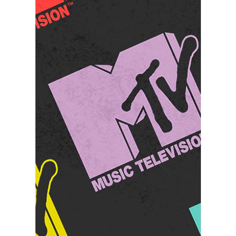 MTV Music Television Retro Toss Iconic 80's Logo Plush Fleece Throw Blanket Wall Scroll Multicoloured, 3 of 4