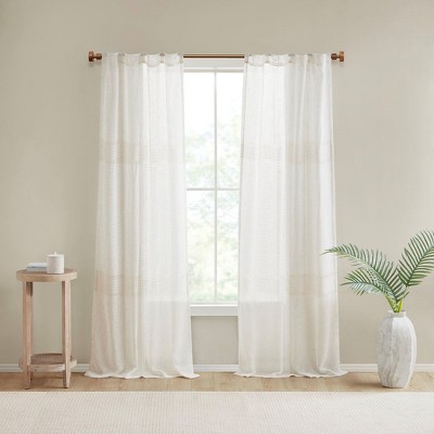 MAYEERTY 2 Pcs Window Panels Yarn Dye Sheer Curtain Panel Pair