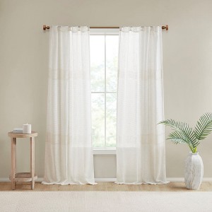 MAYEERTY 2 Pcs Window Panels Yarn Dye Sheer Curtain Panel Pair - 1 of 4