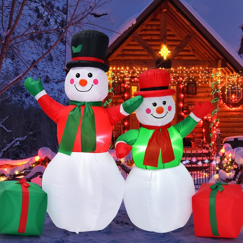 Costway 6Ft & 5Ft Christmas Inflatable Snowmen Blow Up Christmas Decoration, 1 of 11
