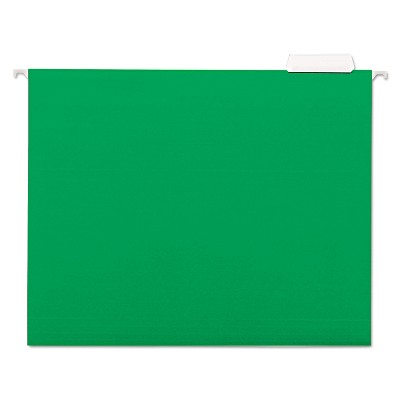 UNIVERSAL Hanging File Folders 1/5 Tab 11 Point Stock Letter Green 25/Box 14117