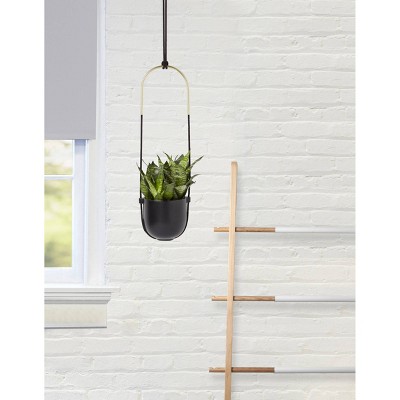 Bolo Soft Curve Black Ceramic Indoor/Outdoor Hanging Planter