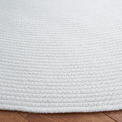 Handmade Blue Synthetic Round Washable Braided Rug, 47"