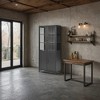 LED Display Cabinet with Glass Doors, Steel Curio Cabinet Storage Cabinet Accent Cabinet Pantry Organizer Cupboard, Black/Dark Blue-ModernLuxe - 4 of 4