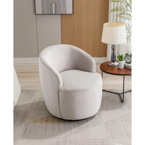 CAVINAS Swivel Accent Chair Modern Barrel Chair with Round Swivel Base and Ergonomic Backrest, Comfy Armchair for Living Room - 1 of 4